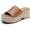 imageDREAM PAIRS Platform Espadrille Sandals for Women Wedges Slides Slip on Bohemia Sandals Flatform Open Toe Beach Sandals Dressy Outdoor Summer ShoesBrown