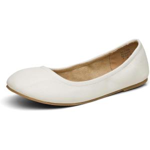 imageDREAM PAIRS Womens Solefina Solid Plain Walking Classic Ballet Flats ShoesWhite