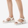 imageDREAM PAIRS Womens SDHS2316W Lug Sole Low Platform Chunky Block Heels Square Toe Ankle Straps Sandals Beige Size 9