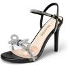 imageDREAM PAIRS Womens Heels Round Toe Rhinestone Double Bowknots Sparkly Stilettos Heeled Sandals Shoes for Party EveningBlackpu