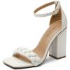 imageDREAM PAIRS Womens Heels for Women Braided Open Toe Ankle Strap High Block Chunky Heel Sandals Party Wedding Dress Pumps ShoesWhite