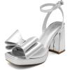 imageDREAM PAIRS Womens Platform Chunky Heels Fashion Bowknots High Block Square Toe Dress Sandals for Wedding Bridal PartySilverpu