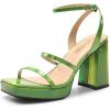 imageDREAM PAIRS Womens Platform Strappy Heels Open Toe Ankle Strap Square Party Sandals Y2K Dress ShoesGreen