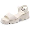 imageDREAM PAIRS Womens SDHS2316W Lug Sole Low Platform Chunky Block Heels Square Toe Ankle Straps Sandals Beige Size 9