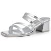 imageDREAM PAIRS Womens Strappy Heels Block Open Toe Low Heel Chunky Mules Sandals Dress ShoesSilvermetallic