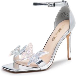 imageDREAM PAIRS Lace Up High Shoes Stilletos Sandals for Women Strappy Gladiator Open Square Toe Fashion Dressy Sandals Wedding Bridal Pumps Sandals ShoesAll Silverpat