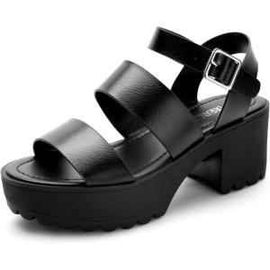 imageDREAM PAIRS Platform Heels for Women Lightweight Chunky Open Toe Stylish Comfortable Fisherman Sandals with Adjustable Ankle StrapBlackoily