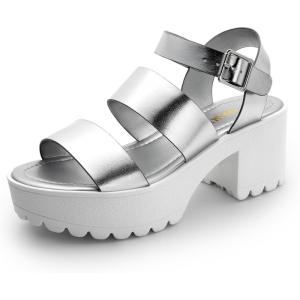 imageDREAM PAIRS Platform Heels for Women Lightweight Chunky Open Toe Stylish Comfortable Fisherman Sandals with Adjustable Ankle StrapSilver