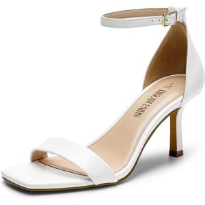 imageDREAM PAIRS Womens High Stilettos Open Square Toe Ankle Strap Heels Sexy Fashion Comfort Dress Shoes Wedding Bridal Pumps Heeled SandalsWhitepu