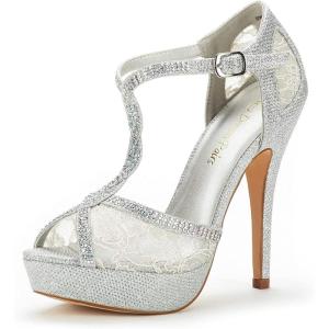 imageDREAM PAIRS womens Heeled SandalsSilver