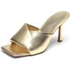 imageDREAM PAIRS Womens High Stilettos Heels Mules Open Square Toe Slip On Comfort Sexy Dress Pumps Sandals Fashion Casual Prom Dress ShoesLight Gold