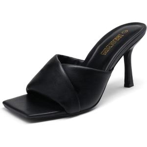 imageDREAM PAIRS Womens High Stilettos Heels Mules Open Square Toe Slip On Comfort Sexy Dress Pumps Sandals Fashion Casual Prom Dress ShoesBlack
