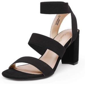 imageDREAM PAIRS Womens Open Toe High Chunky Elastic Strap Dress Heel SandalsBlack