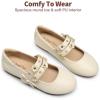 imageDREAM PAIRS Flower Girl Ballet Flats Pearls Bow Ballerina Mary Jane Dress Shoes SDFL2315K Ivory 13 Little Kid
