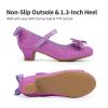 imageDREAM PAIRS Girls Dress Shoes Toddler Little Girls Heels Mary Jane Princess Shoes with Interchangeable Bow for Flower Girl Wedding PartyPurple