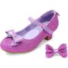 imageDREAM PAIRS Girls Dress Shoes Toddler Little Girls Heels Mary Jane Princess Shoes with Interchangeable Bow for Flower Girl Wedding PartyPurple