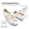 imageDREAM PAIRS Girls Dress Shoes Toddler Little Girls Heels Mary Jane Princess Shoes with Interchangeable Bow for Flower Girl Wedding PartyWhite