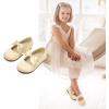 imageDream Pairs Girls Dress Shoes Mary Jane Flower Girl Bow Ballet Flats for Wedding Party ToddlerLittle KidSophia22gold