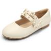 imageDREAM PAIRS Flower Girl Ballet Flats Pearls Bow Ballerina Mary Jane Dress Shoes SDFL2315K Ivory 13 Little Kid