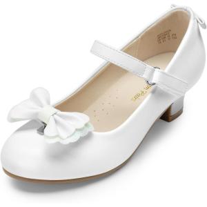 imageDREAM PAIRS Girls Dress Shoes Toddler Little Girls Heels Mary Jane Princess Shoes with Interchangeable Bow for Flower Girl Wedding PartyWhite