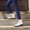 imageDREAM PAIRS Combat Boots Ankle Booties Laceup Platform Side Zipper Lug Sole Boots Ankle Boots for WomenWhite