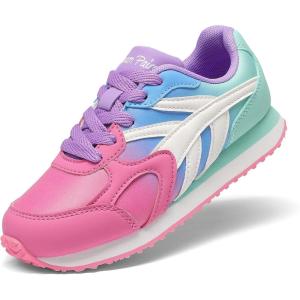imageDREAM PAIRS Girls Sneakers Laceup Tennis Running Casual Footwear LilLegends Lightweight Classic Walking Shoes for LittleBig KidHot PinkGreen