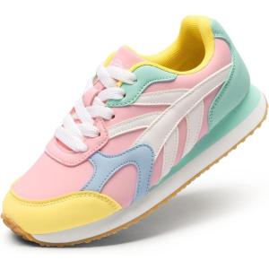 imageDREAM PAIRS Girls Sneakers Laceup Tennis Running Casual Footwear LilLegends Lightweight Classic Walking Shoes for LittleBig KidMint GreenPink