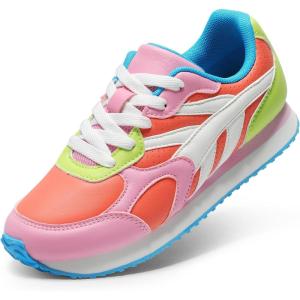 imageDREAM PAIRS Girls Sneakers Laceup Tennis Running Casual Footwear LilLegends Lightweight Classic Walking Shoes for LittleBig KidRainbow