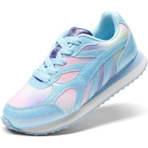 imageDREAM PAIRS Girls Sneakers Laceup Tennis Running Casual Footwear LilLegends Lightweight Classic Walking Shoes for LittleBig KidRainbowBlue