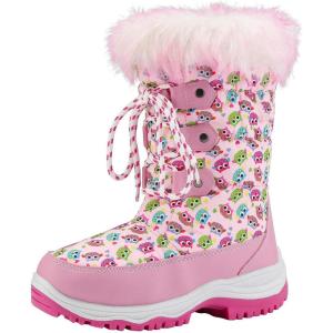 imageDREAM PAIRS Girls Snow Boots Warm Cozy AntiSlip Lightweight Mid Calf Faux Fur Lining Winter Shoes for LittleBig KidsPinkOwl