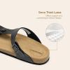 imageDREAM PAIRS Arch Support Thong Sandals for Women Casual Leather Flip Flops Dressy Slides with Soft Cork Footbed Adjustable Strap for Summer Beach VacationBlack