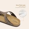 imageDREAM PAIRS Arch Support Thong Sandals for Women Casual Leather Flip Flops Dressy Slides with Soft Cork Footbed Adjustable Strap for Summer Beach VacationBrown