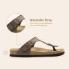 imageDREAM PAIRS Arch Support Thong Sandals for Women Casual Leather Flip Flops Dressy Slides with Soft Cork Footbed Adjustable Strap for Summer Beach VacationBrown