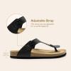 imageDREAM PAIRS Arch Support Thong Sandals for Women Casual Leather Flip Flops Dressy Slides with Soft Cork Footbed Adjustable Strap for Summer Beach VacationBlack