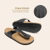 imageDREAM PAIRS Arch Support Thong Sandals for Women Casual Leather Flip Flops Dressy Slides with Soft Cork Footbed Adjustable Strap for Summer Beach VacationBlack