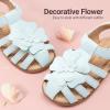 imageDREAM PAIRS Girls ToddlerLittle Kid ClosedToe Flower Summer Dress Sandals ShoesLight Blue