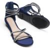 imageDREAM PAIRS Womens Ankle Strap Flat Sandals Summer Dressy Strappy Gladiator Rhinestones SandalsNavy