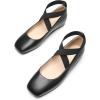imageDREAM PAIRS Womens Ballet Flats Comfortable SlipOn Square Toe Dress Shoes with Elastic Ankle StrapsBlackpu