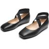 imageDREAM PAIRS Womens Ballet Flats Comfortable SlipOn Square Toe Dress Shoes with Elastic Ankle StrapsBlackpu