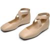 imageDREAM PAIRS Womens Ballet Flats Comfortable SlipOn Square Toe Dress Shoes with Elastic Ankle StrapsNudepu