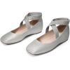 imageDREAM PAIRS Womens Ballet Flats Comfortable SlipOn Square Toe Dress Shoes with Elastic Ankle StrapsSilverglitter