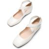imageDREAM PAIRS Womens Ballet Flats Comfortable SlipOn Square Toe Dress Shoes with Elastic Ankle StrapsWhitepu