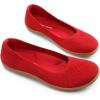 imageDREAM PAIRS Womens Ballet Flats Wide Toe Box Knit Flats for Women with Arch Support Comfortable Slip On Dressy Travel Work Business Office Shoes for WomenRed