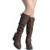 imageDREAM PAIRS Womens Chunky Heel Knee High Boots Side Zipper Round Toe Boots with Faux Fur LiningBrown