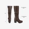 imageDREAM PAIRS Womens Chunky Heel Knee High Boots Side Zipper Round Toe Boots with Faux Fur LiningBrown