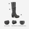 imageDREAM PAIRS Womens Chunky Heel Knee High Boots Side Zipper Round Toe Boots with Faux Fur LiningGrey