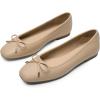 imageDREAM PAIRS Womens Flats Square Toe Ballet Flats Comfortable Casual Ballerina Flat Dress Shoes with Bow Suitable for Dressy Business Casual Work OfficeNude