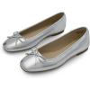 imageDREAM PAIRS Womens Flats Square Toe Ballet Flats Comfortable Casual Ballerina Flat Dress Shoes with Bow Suitable for Dressy Business Casual Work OfficeSilver