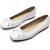 imageDREAM PAIRS Womens Flats Square Toe Ballet Flats Comfortable Casual Ballerina Flat Dress Shoes with Bow Suitable for Dressy Business Casual Work OfficeWhite