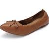imageDREAM PAIRS Womens Foldable Flats Shoes Pointed Toe Ballet Flats Bowknot Comfort Slip on Dress ShoesBrown